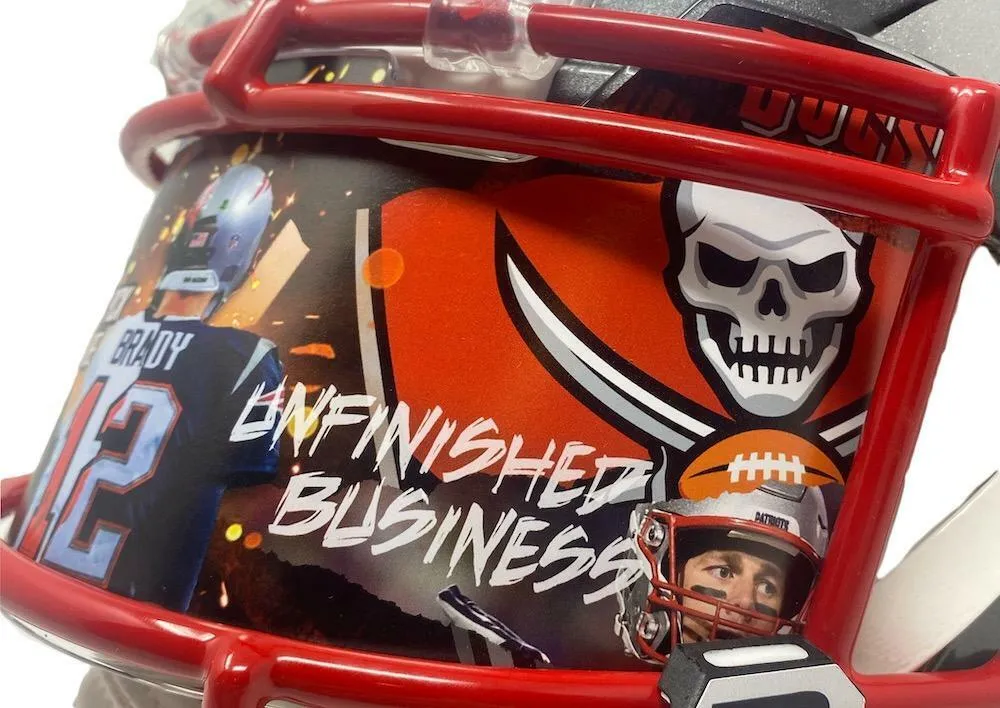 TOM BRADY Autographed Patriots / Bucs Mashup Authentic Helmet FANATICS LE 12/12
