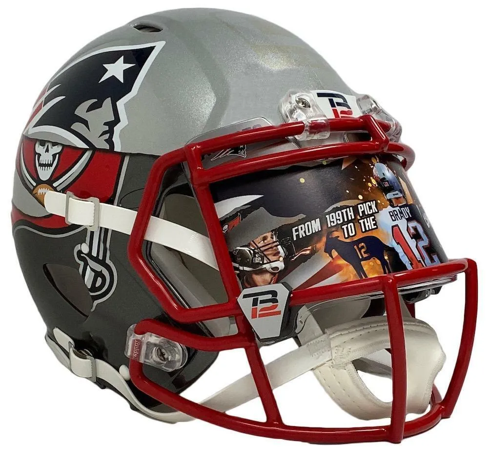TOM BRADY Autographed Patriots / Bucs Mashup Authentic Helmet FANATICS LE 12/12