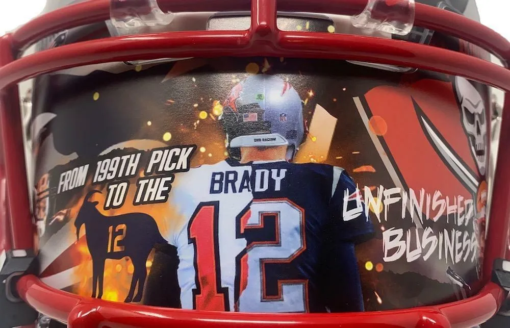 TOM BRADY Autographed Patriots / Bucs Mashup Authentic Helmet FANATICS LE 12/12