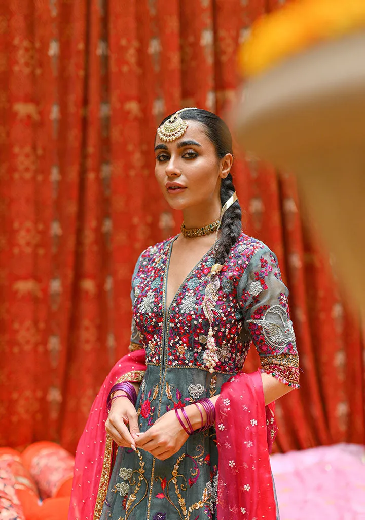 Traditional Pishwas Frock and Sharara Mehndi Dress