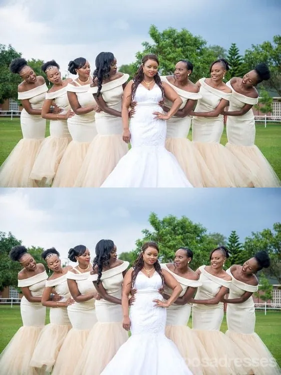 Unique Mermaid Off Shoulder Cheap Long Bridesmaid Dresses,WG1598