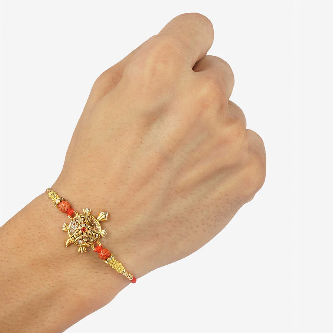 Urmika Flute, Bhai and Tortoise Rakhi Set of 3 with Roli Chawal