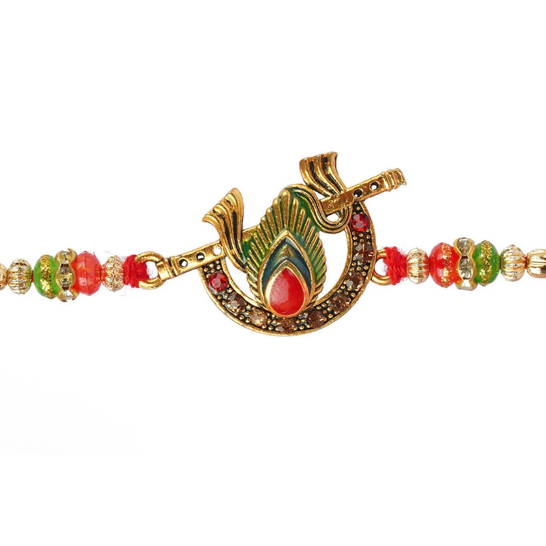 Urmika Flute, Bhai and Tortoise Rakhi Set of 3 with Roli Chawal