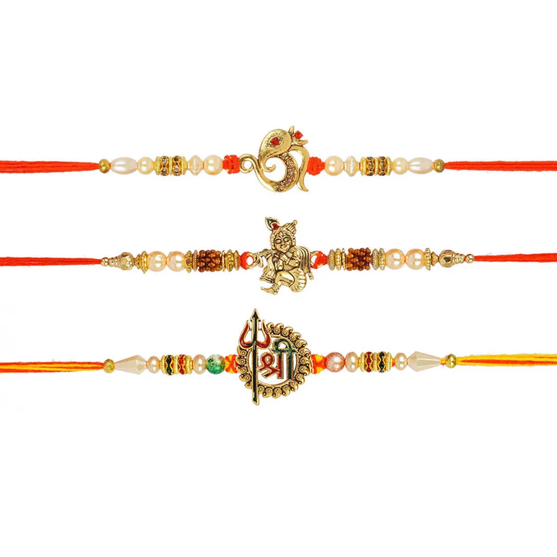 Urmika Shree Bal Gopal and Ganesh Icon Rakhi Set of 3 with Roli Chawal