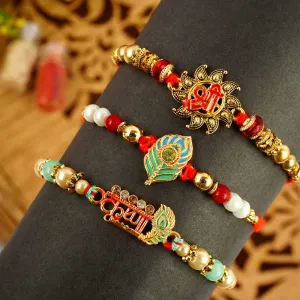 Urmika Shri Krishna Rakhi Set of 3 with Roli Chawal