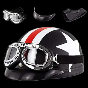 US or UK Flag DOT Retro Half Helmet