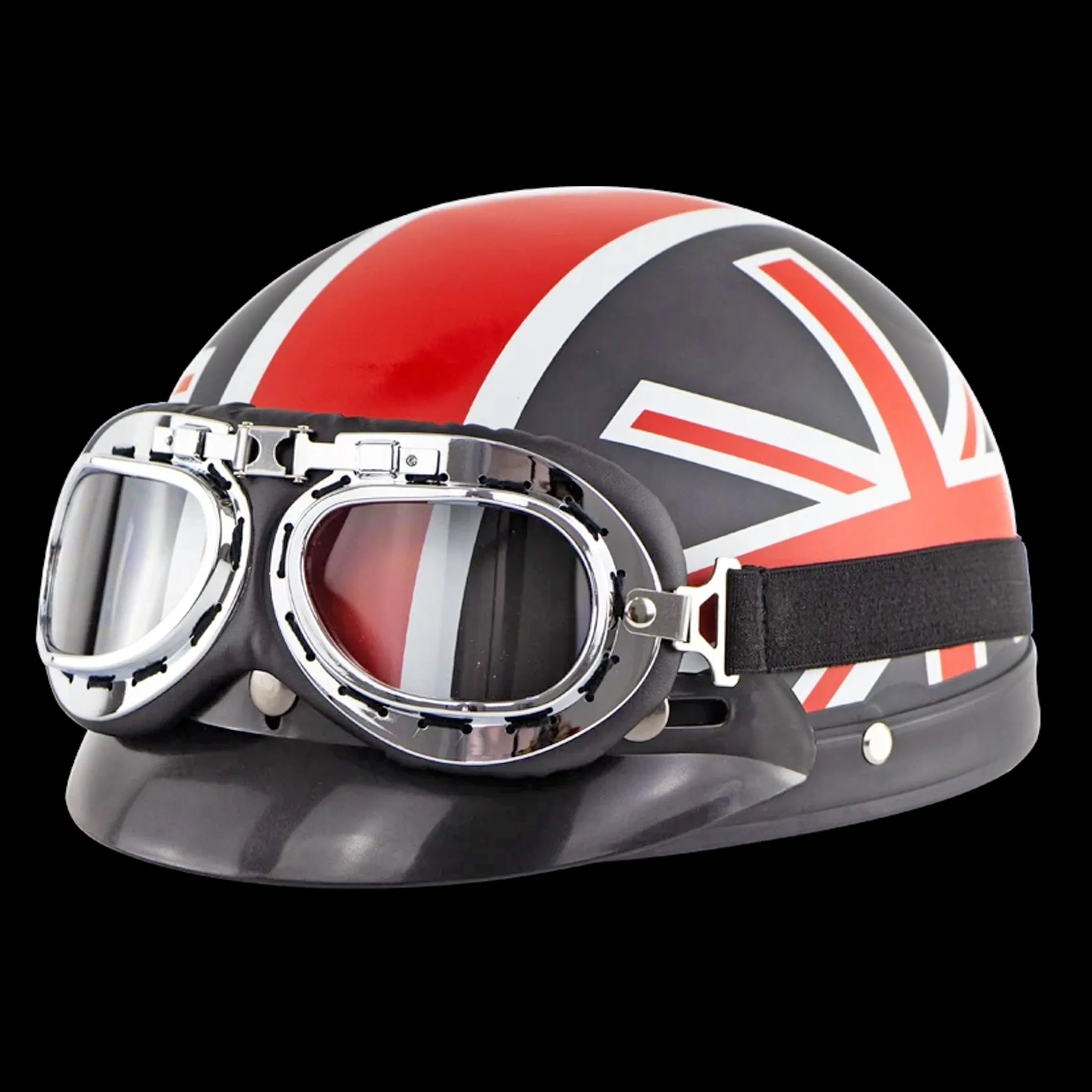 US or UK Flag DOT Retro Half Helmet