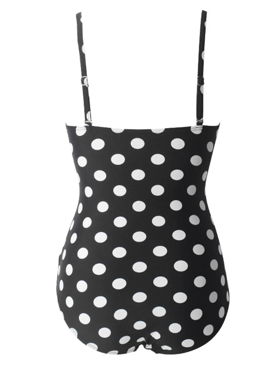 V Neck Polka Dots Retro Style One Piece Trigonal Bikini For Beach