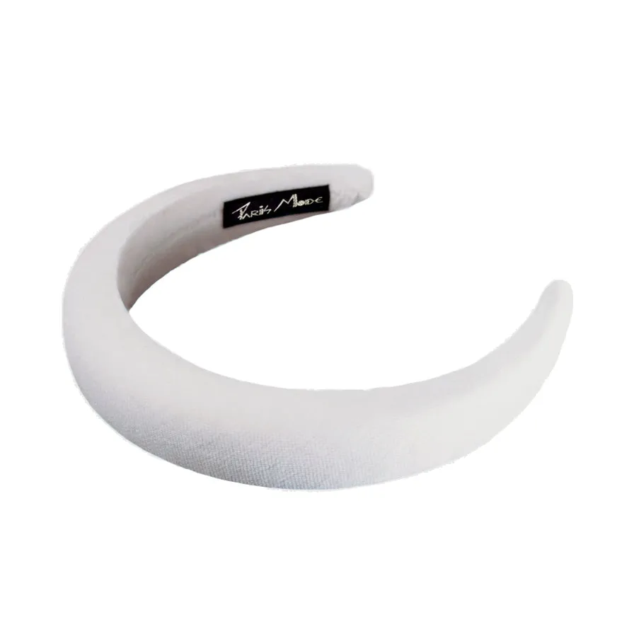 Velvet 3 cm Padded White Headband