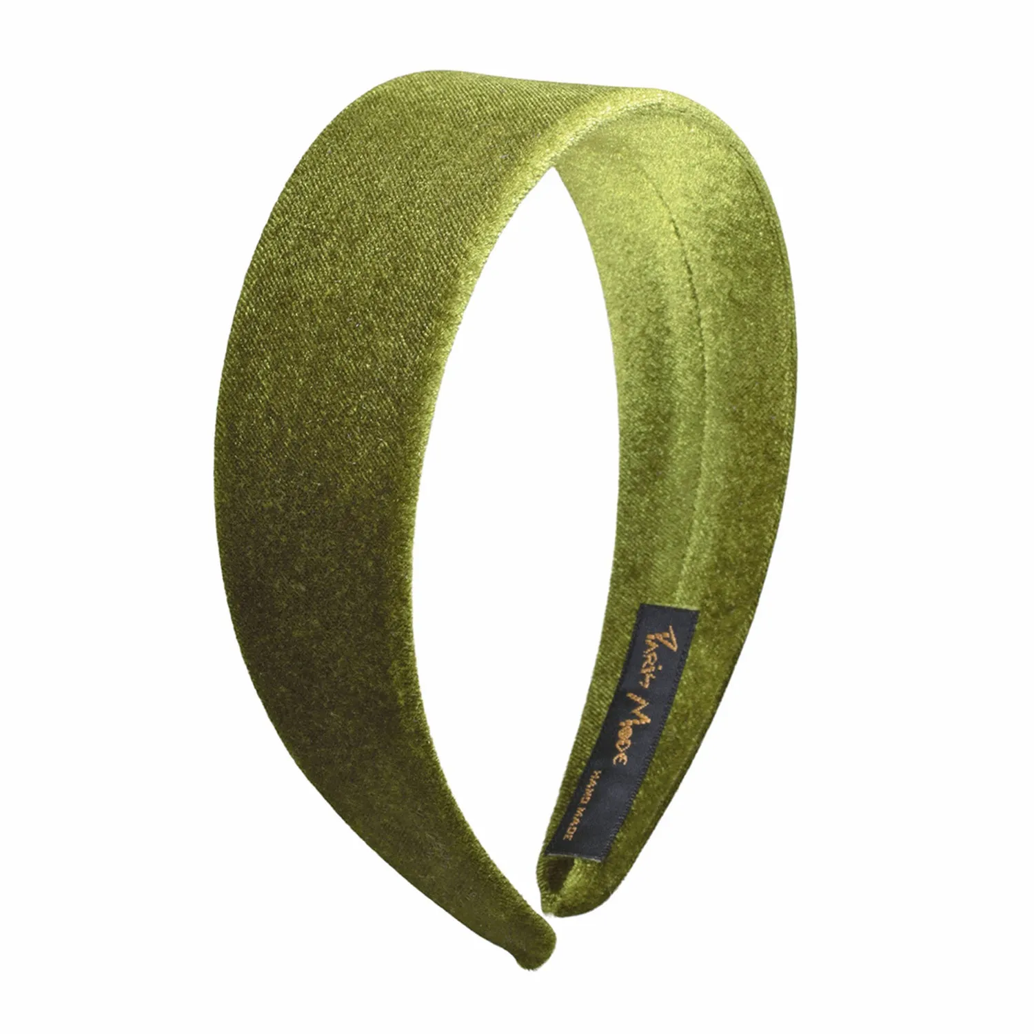 Velvet 4 cm Flat Olive Headband