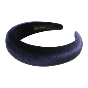 Velvet 4 cm Padded Navy Headband