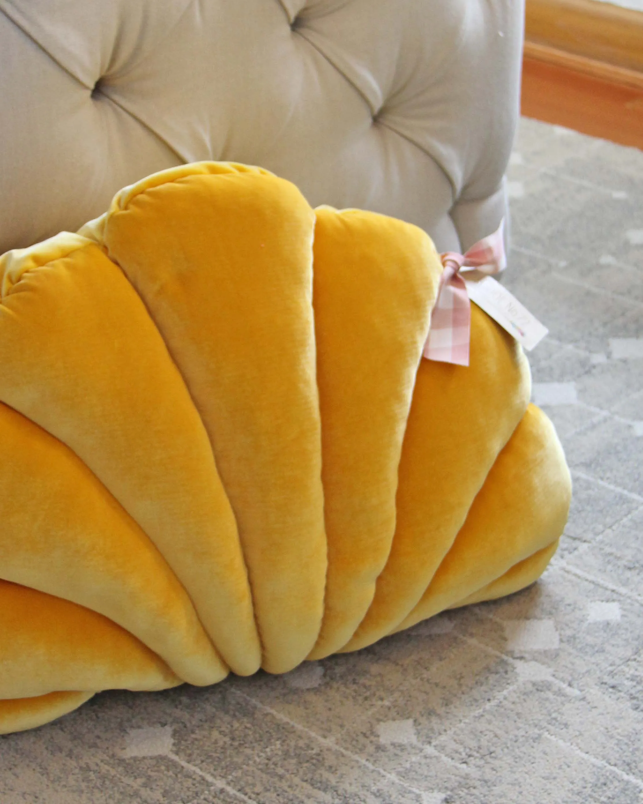 Velvet Shell Pillow Mustard Large