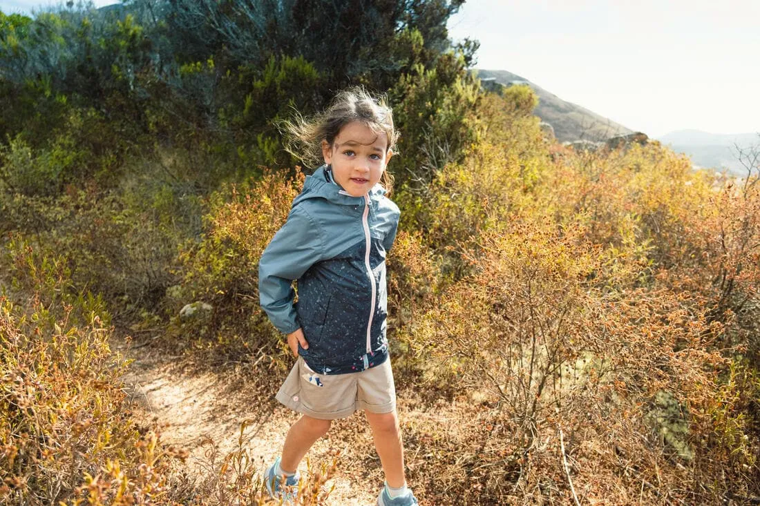 Veste imperméable de randonnée enfant 2-6 ans, MH100 zip bleue
