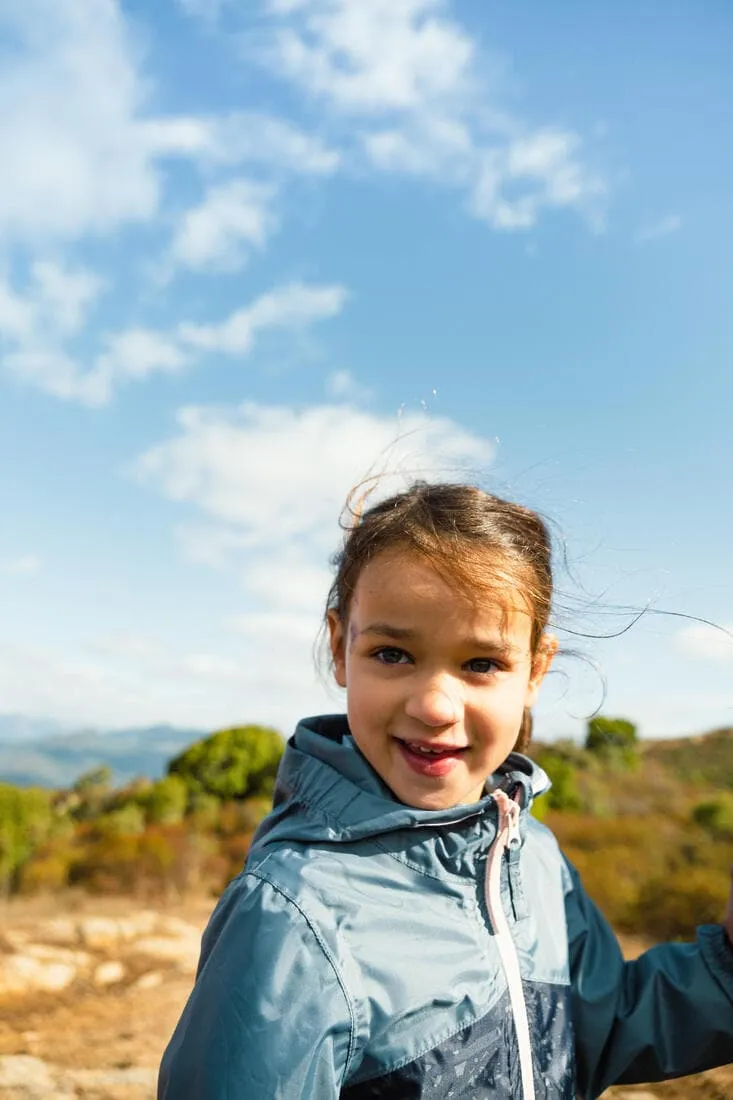 Veste imperméable de randonnée enfant 2-6 ans, MH100 zip bleue