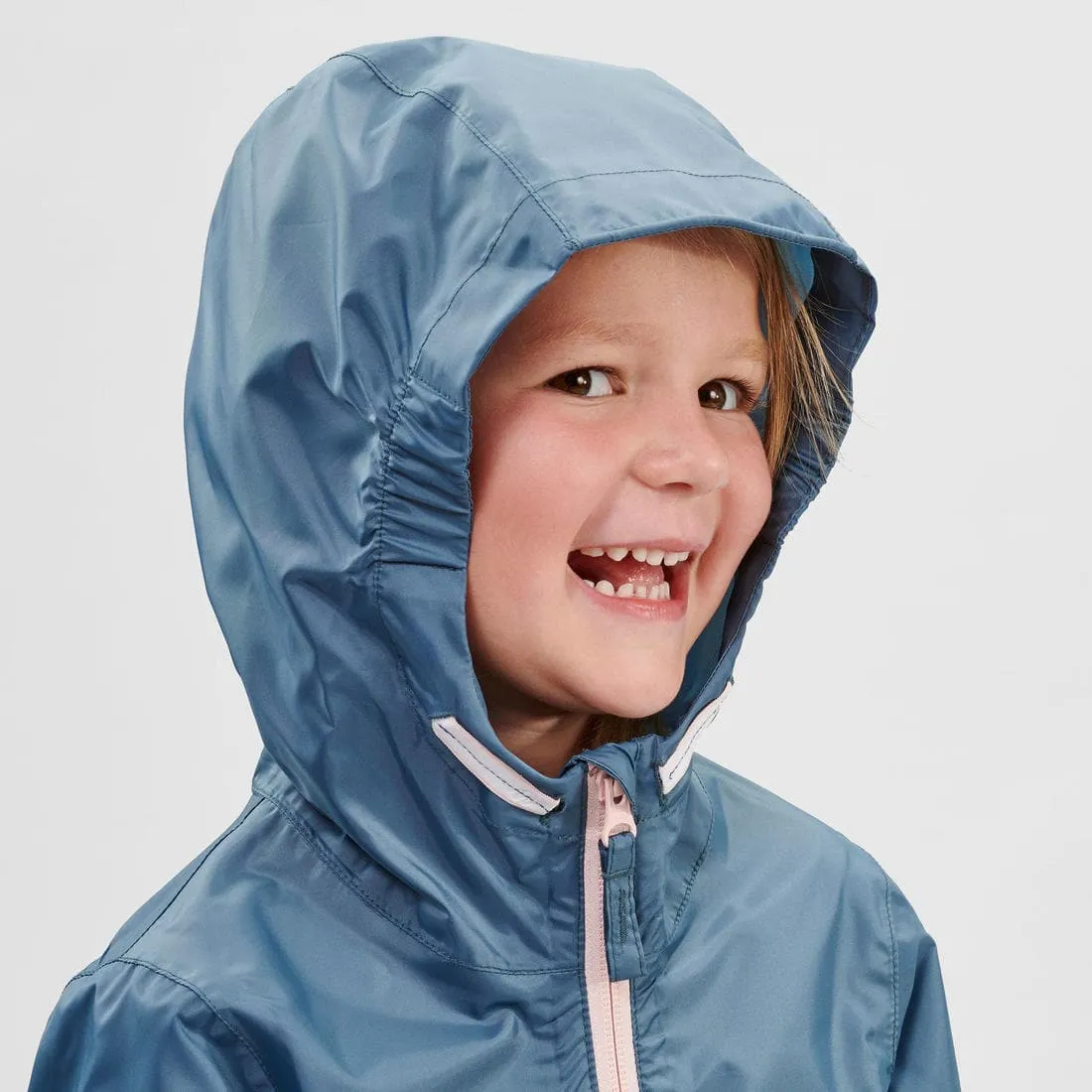 Veste imperméable de randonnée enfant 2-6 ans, MH100 zip bleue