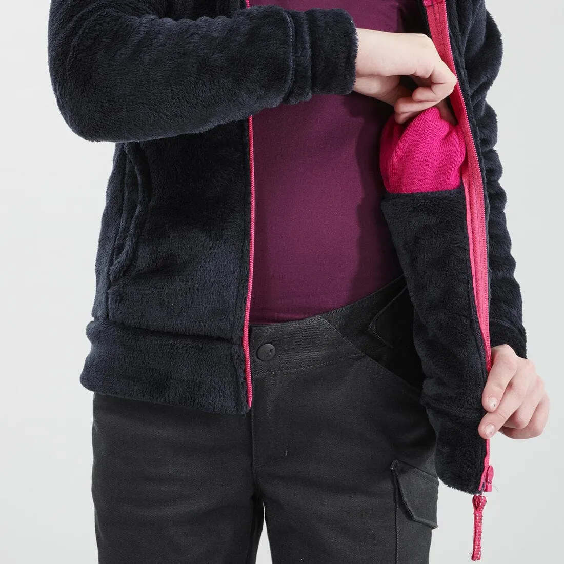 Veste polaire chaude de randonnée - MH500 bleue marine - enfant 7-15 ans