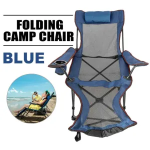 VEVOR Reclining Folding Camp Chair with Footrest Portable Nap Chair for Outdoor Beach Sun Camping Fishing Lounge Chair