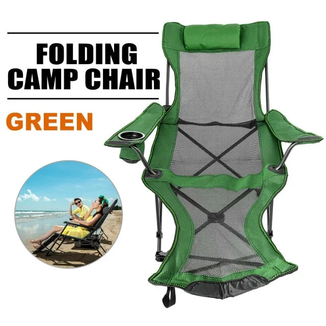 VEVOR Reclining Folding Camp Chair with Footrest Portable Nap Chair for Outdoor Beach Sun Camping Fishing Lounge Chair