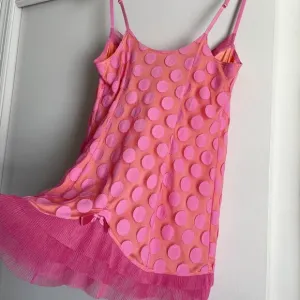 Victoria's Secret Babydoll Chemise Slip Size M Pink Orange Vintage Dot Mesh