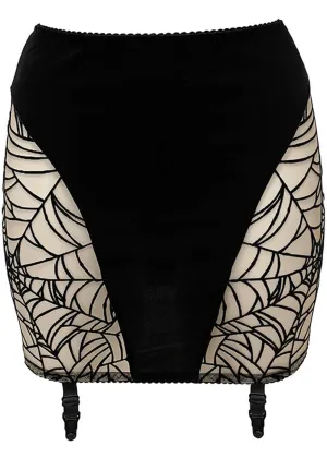 Videnoir Spiderweb Jarretel Skirt Nude Black