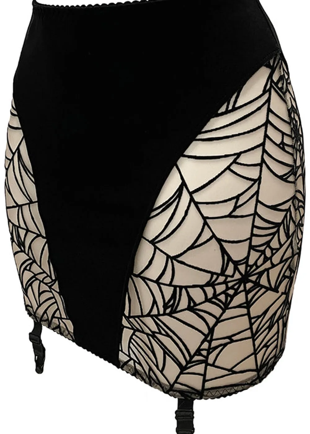 Videnoir Spiderweb Jarretel Skirt Nude Black