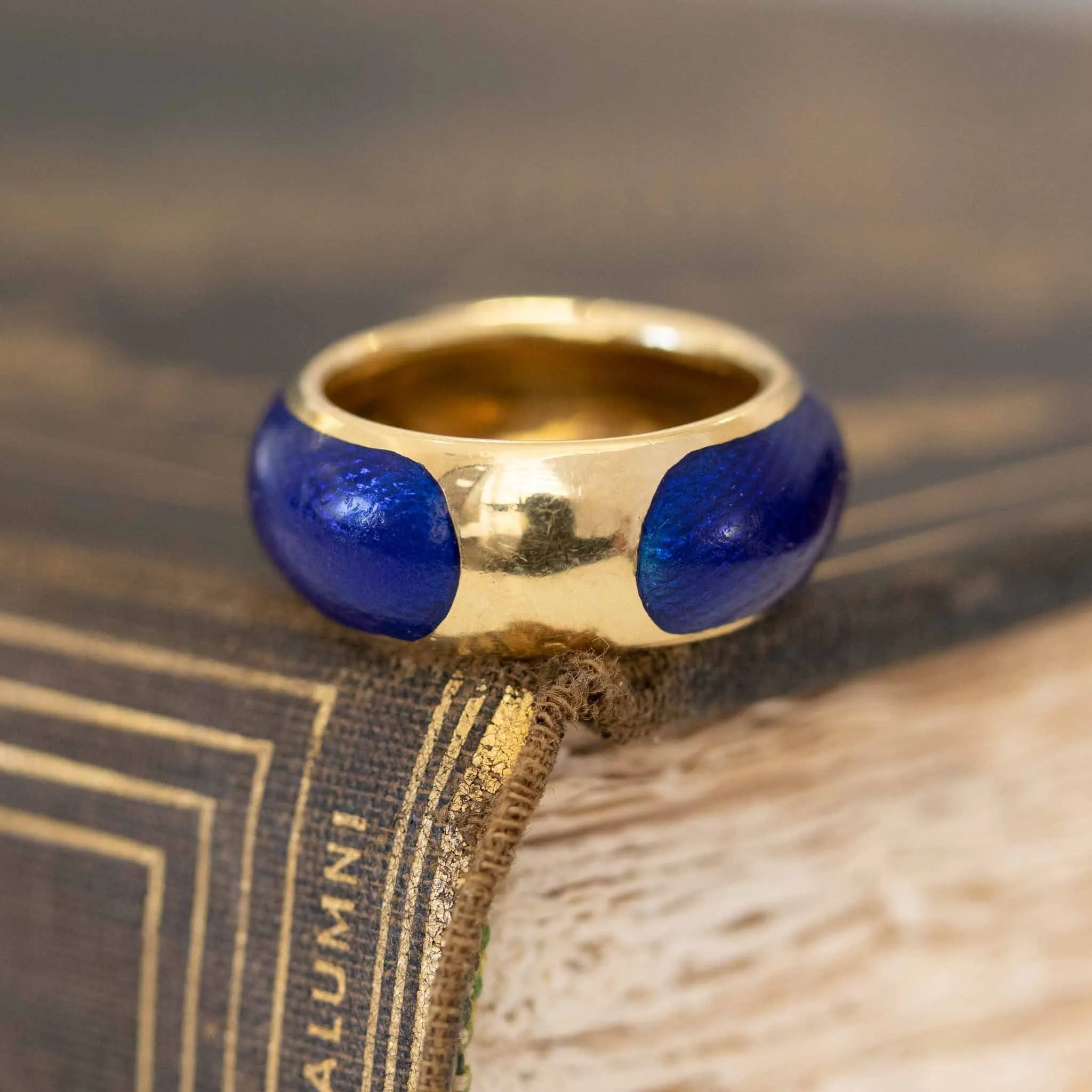 Vintage Blue Enamel Gold Buckle Band by Van Cleef & Arpels