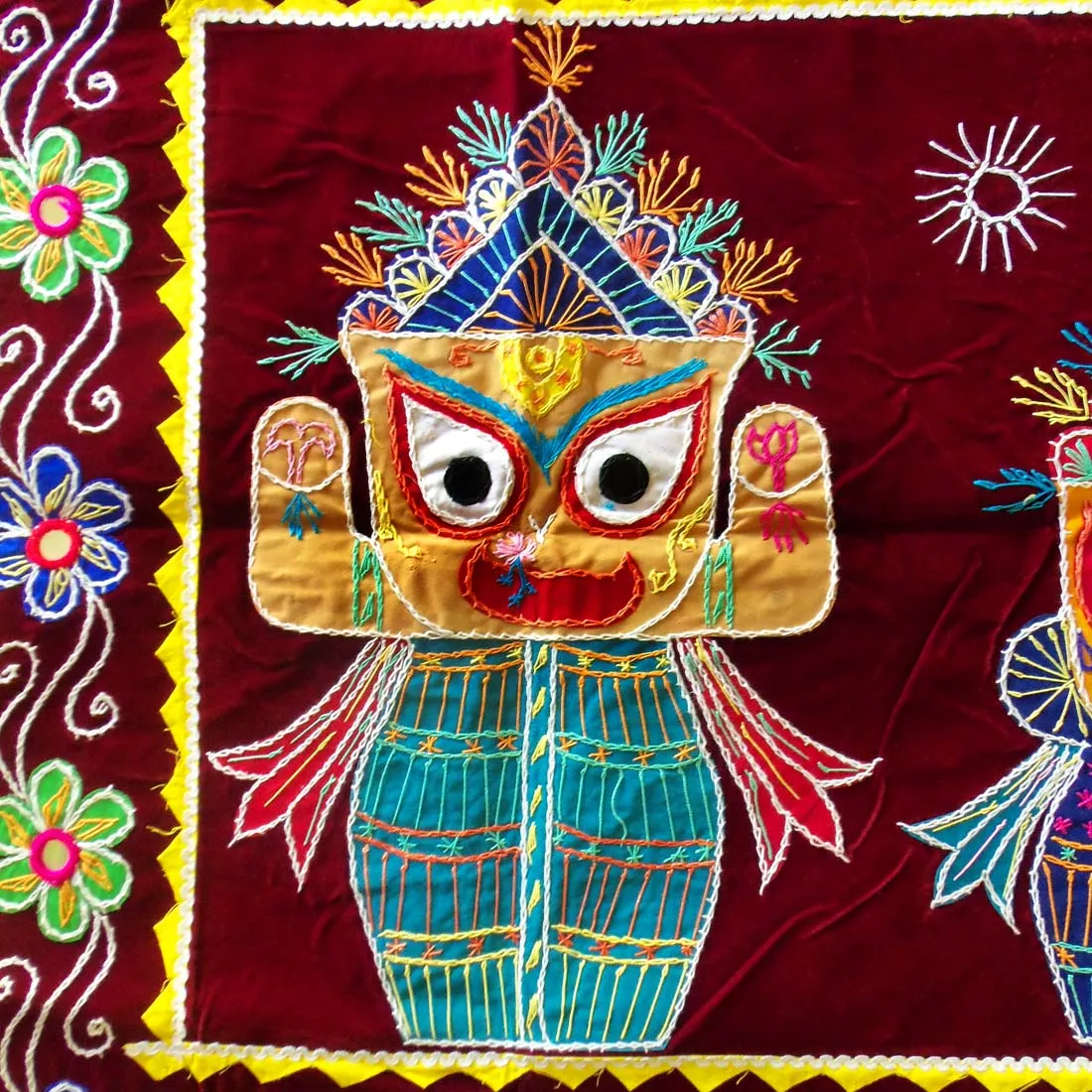 Wall Hanging Applique Jagannath, Balabhadra and Subhadra Design Chandua