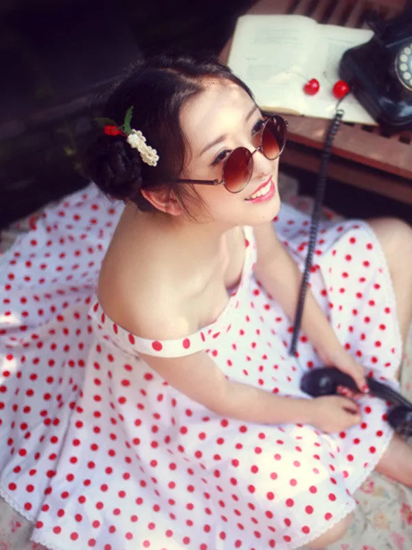 wild heart polka dot retro top/skirt