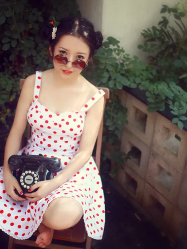 wild heart polka dot retro top/skirt