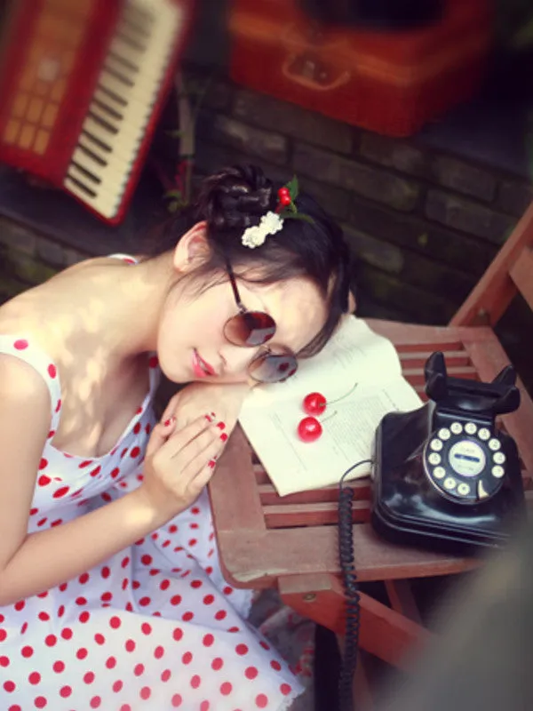 wild heart polka dot retro top/skirt