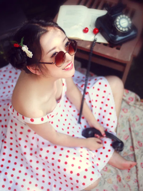 wild heart polka dot retro top/skirt