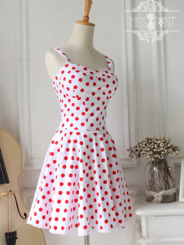 wild heart polka dot retro top/skirt