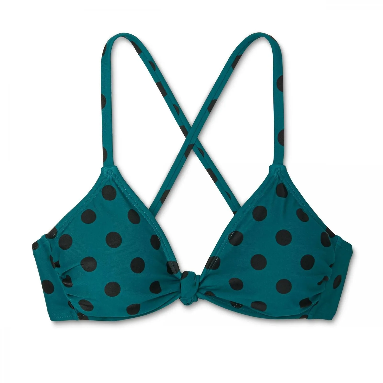 Xhilaration Women's Knot Front Polka Dot Bralette Bikini Top