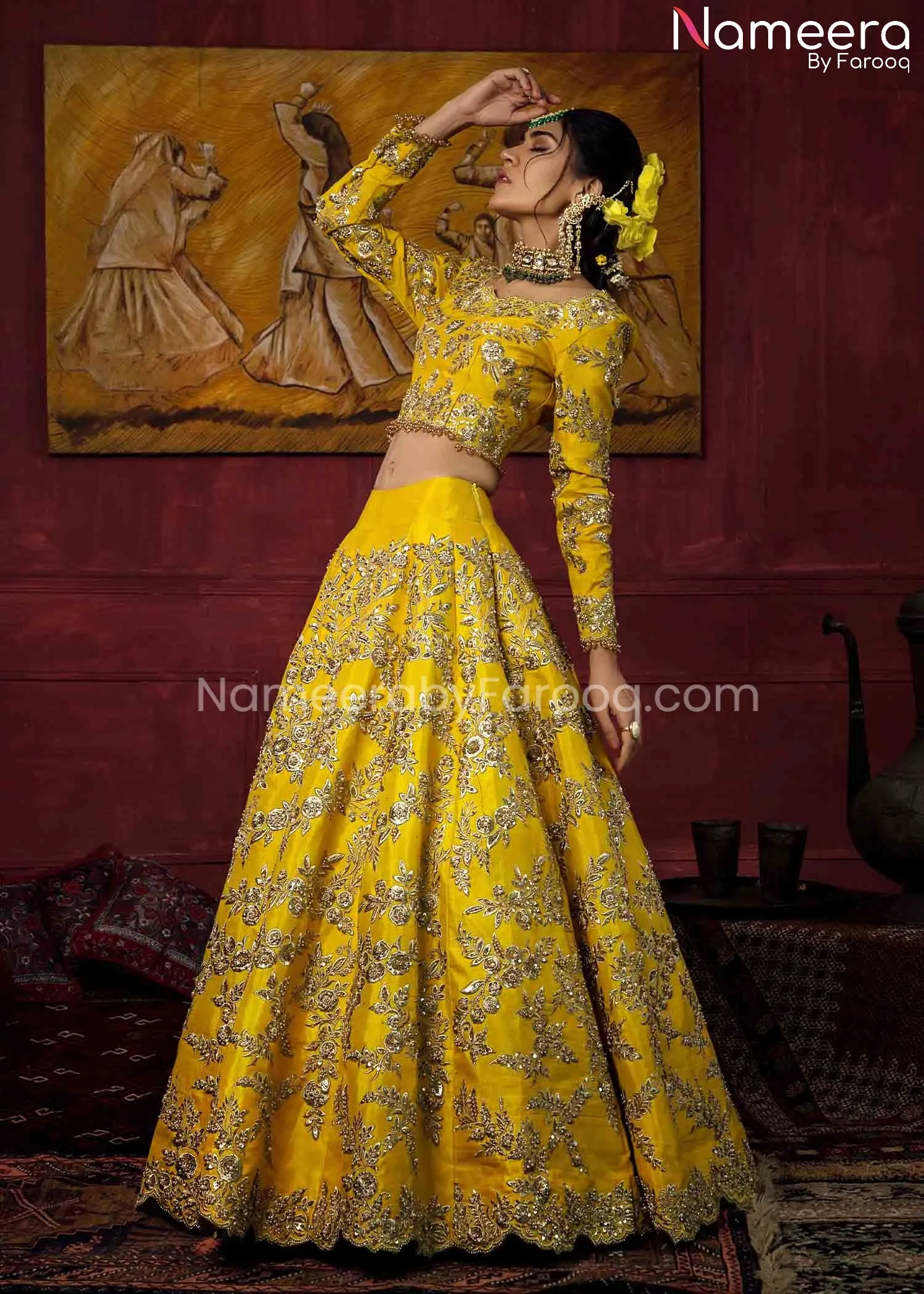 Yellow Lehenga Choli Bridal Dress Pakistani #BS615