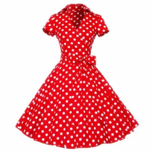 ZAFUL Plus Size S-4XL Women Retro Dress 50s 60s Vintage Rockabilly Swing feminino vestidos V neck short sleeves Dot print dress